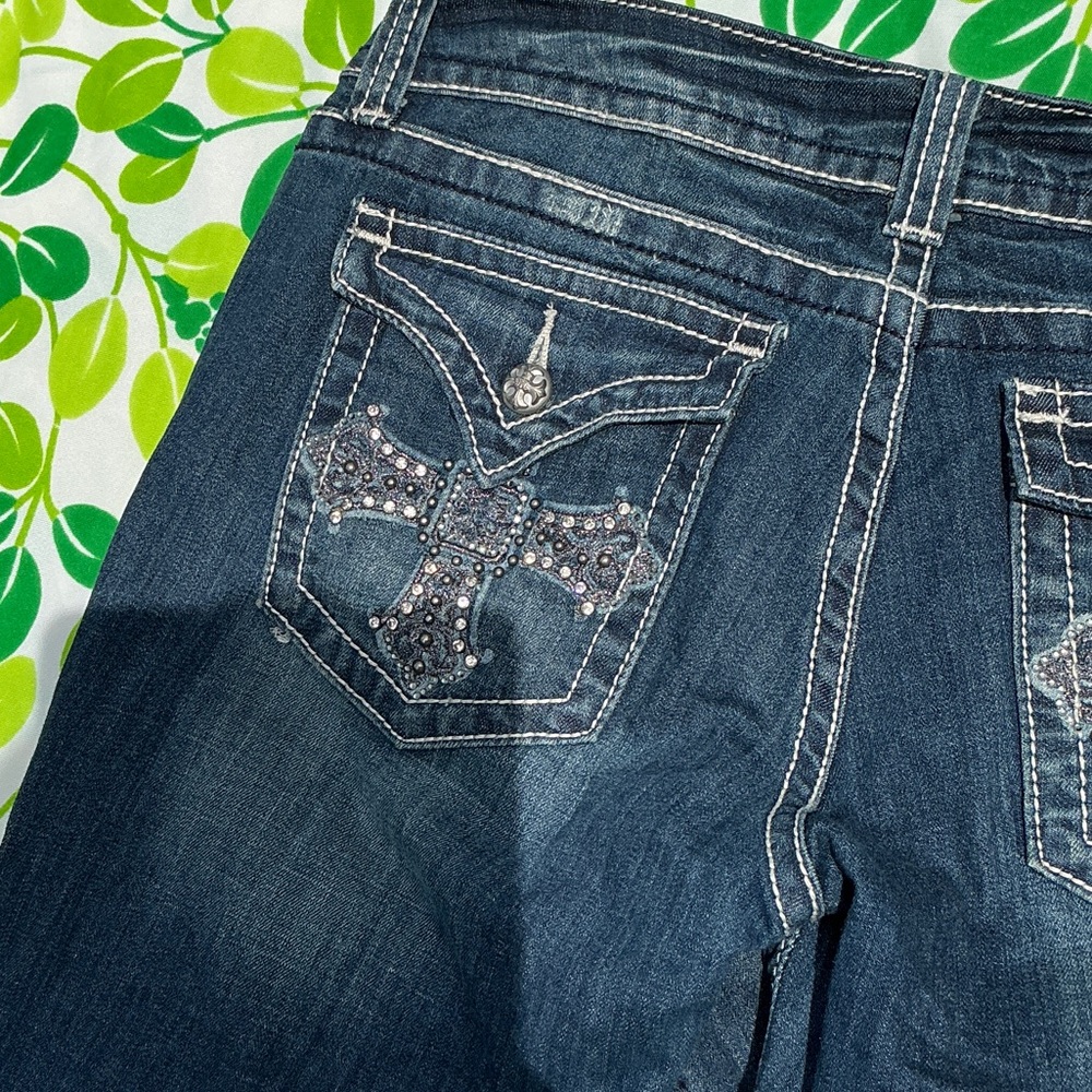 Miss Me Dark Indigo Cropped Capri Jeans Size 31 - Picture 9 of 12